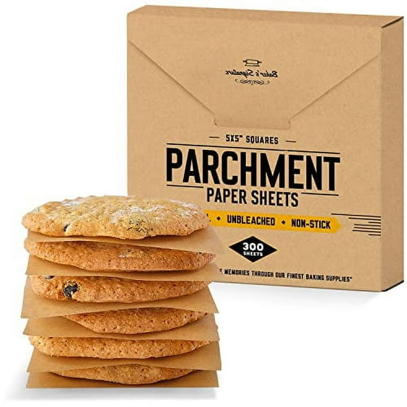 5x5 Inches 300 Sheets Parchment Paper Squares by Baker’s Signature | Silicone Coated & Unbleached – Ideal for Baking, Wrapping, Freezing & Diamond Painting – Non-Toxic & Comes in Convenient