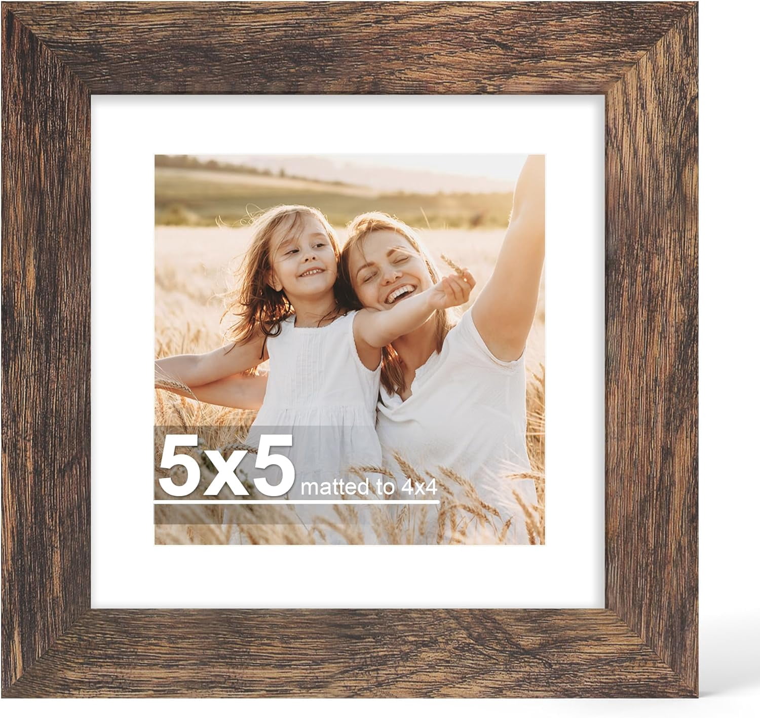 5x5 Picture Frame with Glass, Display Pictures 4x4 with Mat or 5 x 5 ...