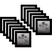 Tivkeber 5x5 Picture Frame Set of 12, Polished Plexiglass, Engineered Wood Square for Tabletop & Wall Display, Black