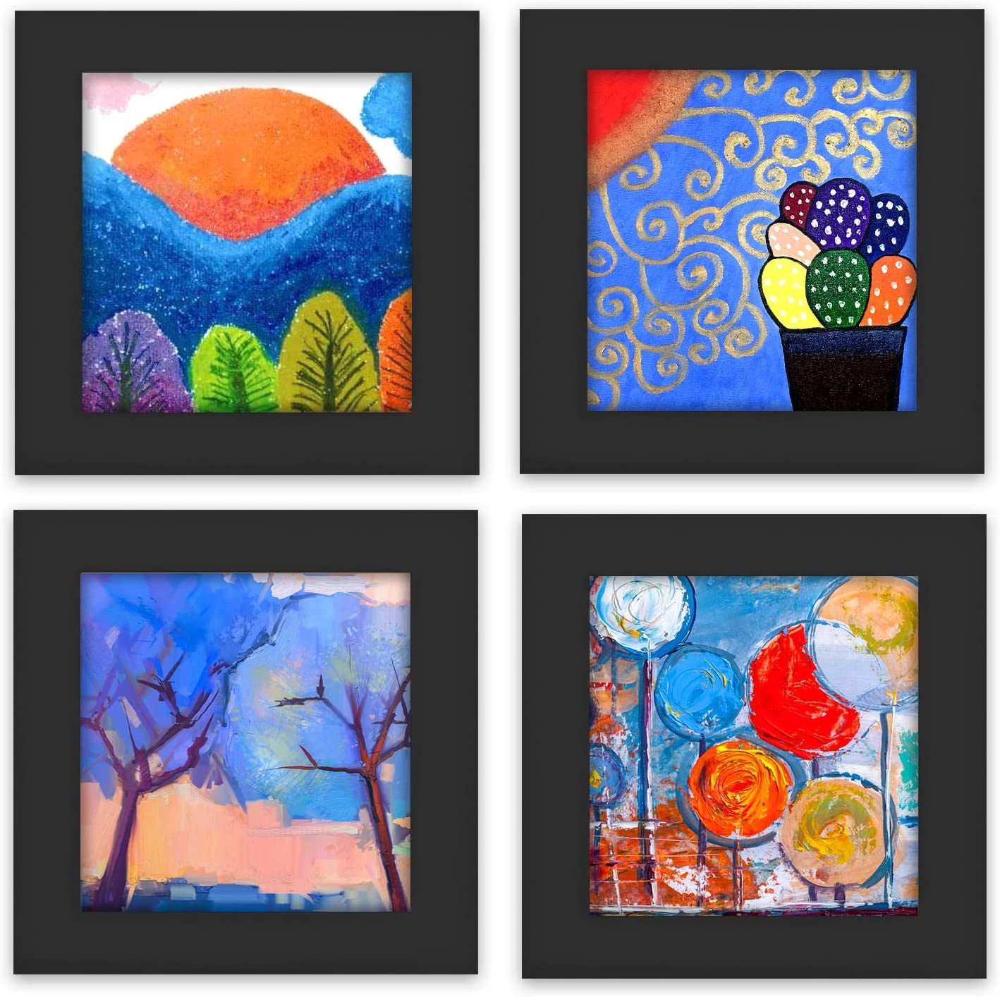 5x5 Picture Frames Black Wood Square Frame for Tabletop Wall