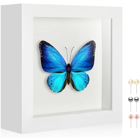 5x5 Shadow Box Picture Frame Display Case with Soft Linen Back-Thickened Panel,Small Mini White Deep Shadow Memory Box Frame 5x5 for Insect Display Pet Photo Memorial Flower Craft