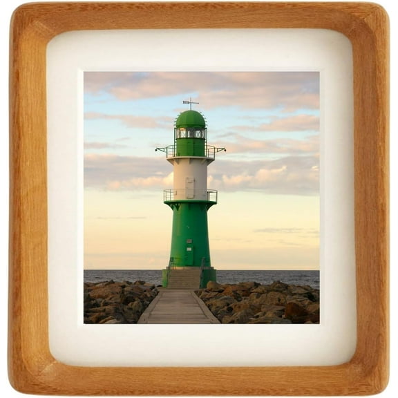 5x5 Solid Teak Wood Picture Frame Matted to 3.5x3.5 | Shatterproof Plexiglass, Mortise-Tenon Build, Horizontal & Vertical Tabletop Wall Mounting Square Display Frame