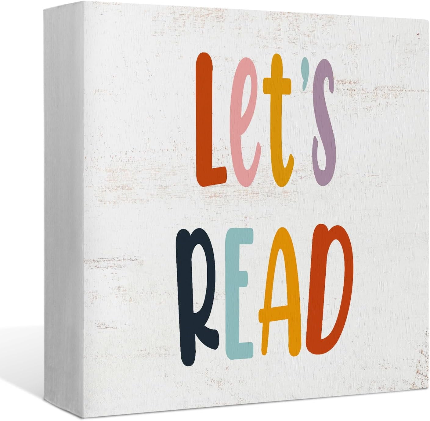 5x5 inch Nursery Let's Read Wood Box Signs Desk Decor,Boho Reading ...