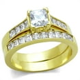 thumbnail image 1 of Womens 0.8 Carat Princess CZ Gold IP Stainless Steel Wedding Engagement 2 Rings Set - Size 7, 1 of 7
