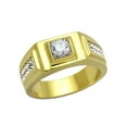 thumbnail image 1 of 5x5mm Round Cut CZ Center Two Row Side Stones Gold IP Stainless Steel Mens Ring - Size 11, 1 of 4