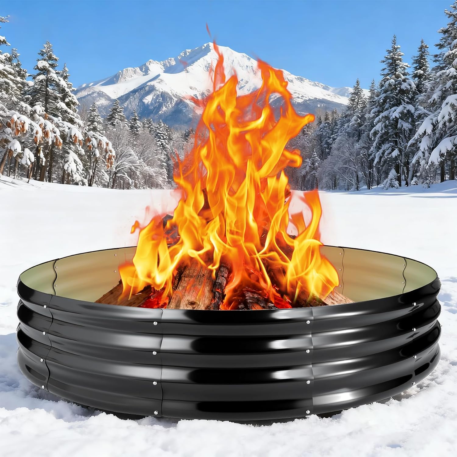 5x5x1FT Fire Ring Pit - Fire Rings for Outside Wood Burning, Large