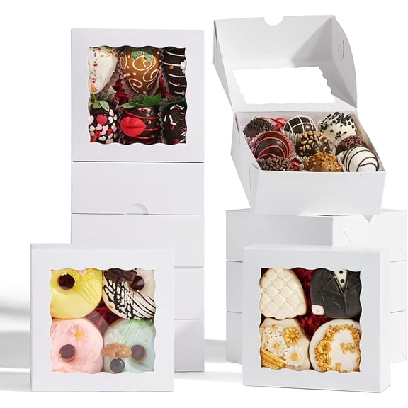 5x5x2 Inch 20 Pcs Cookies with Window Bakery Boxes Soap Box Chocolate Truffle boxes Macaron Boxes Gift Cake Boxes Treat Boxes for Browine pastries, Dount or gifts goodies Party Favor