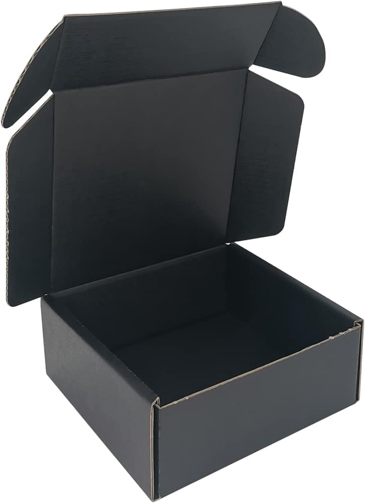 CH-BOX 5x5x2'' Small Shipping Boxes 25 Pack, Black Corrugated Cardboard ...