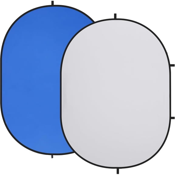 5x6.5ft(1.5x2m) Collapsible Backdrop Blue Grey Twist Flex Folding Pop up Backgrounds for Photoshoot, Headshots Photo, Video Calls