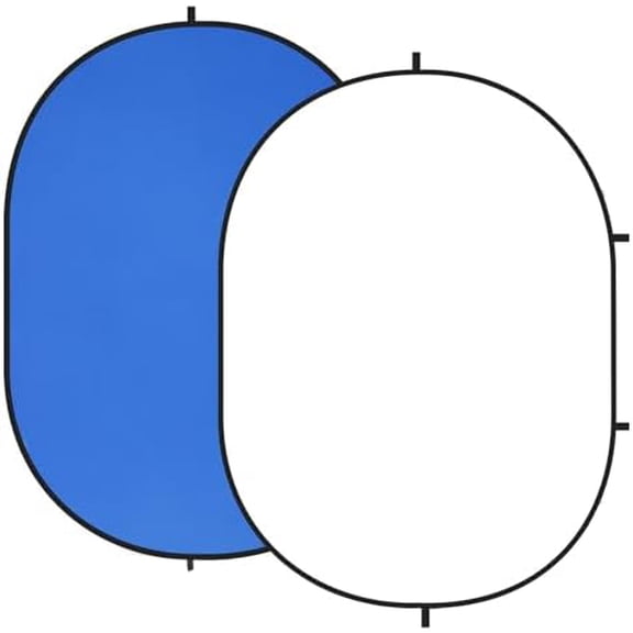 5x6.5ft(1.5x2m) Collapsible Backdrop Self Tape White Blue Twist Flex Folding Pop up Backgrounds for Photoshoot, Headshots Photo, Video Calls