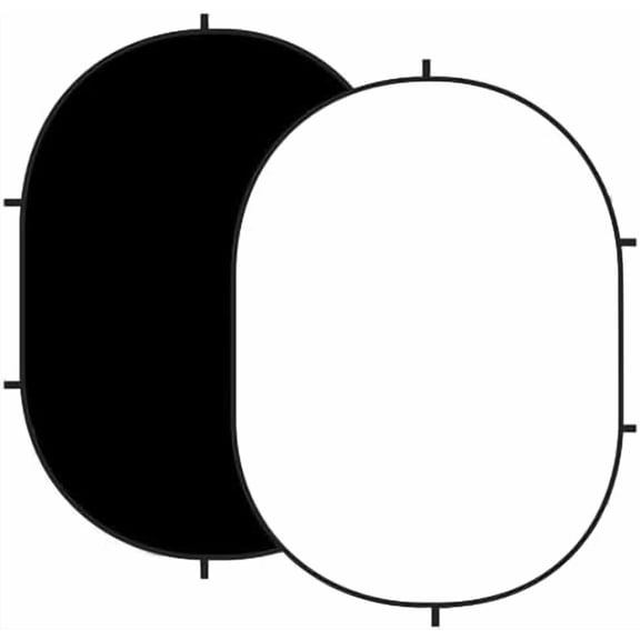 5x6.5ft(1.5x2m) Collapsible Backdrop White Black Twist Flex Folding Pop up Backgrounds for Photoshoot, Headshots Photo, Video Calls