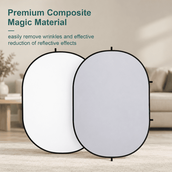 5x6.5ft(1.5x2m) Collapsibledrop White Grey Twist Flex Folding Pop Upgrounds For Photoshoot Headshots Photo Video Calls