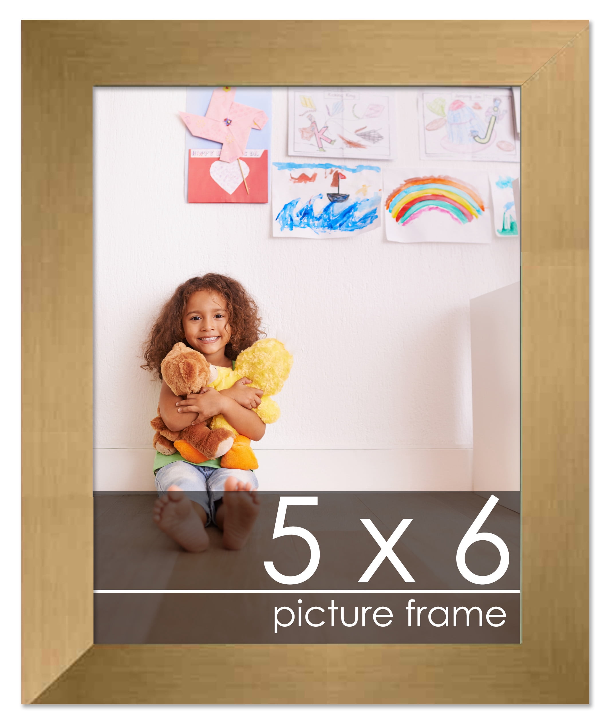 5x6 Gold Bronze Wood Picture Frame - UV Acrylic, Foam Board Backing ...