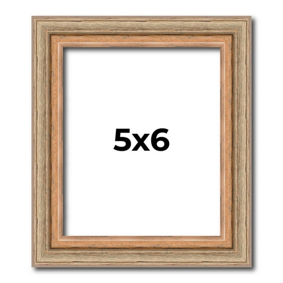 5x6 Frame Brown 60's Wooden Cabinet Solid Wood Picture Frame | 1 Inch Moulding Width | Complete