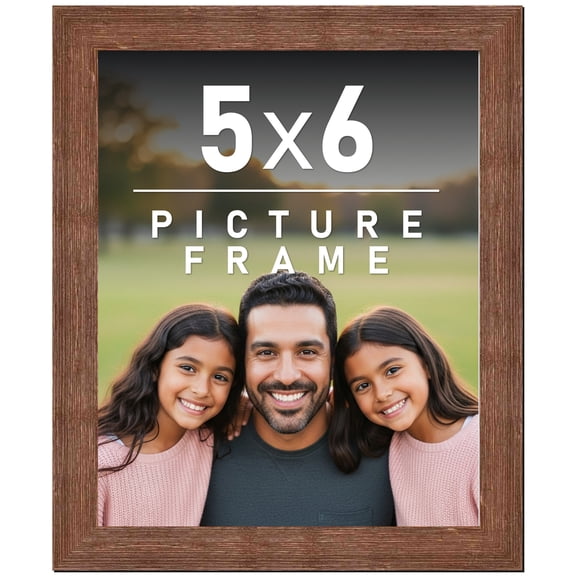 5x6 Frame Brown Distressed Barnwood Picture Frame | Complete Rustic Farmhouse Photo Frame Includes