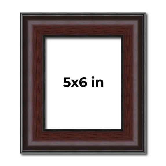 5x6 Frame Brown Round Mahogany Solid Wood Picture Frame | 1.625 Inch Moulding Width | with UV