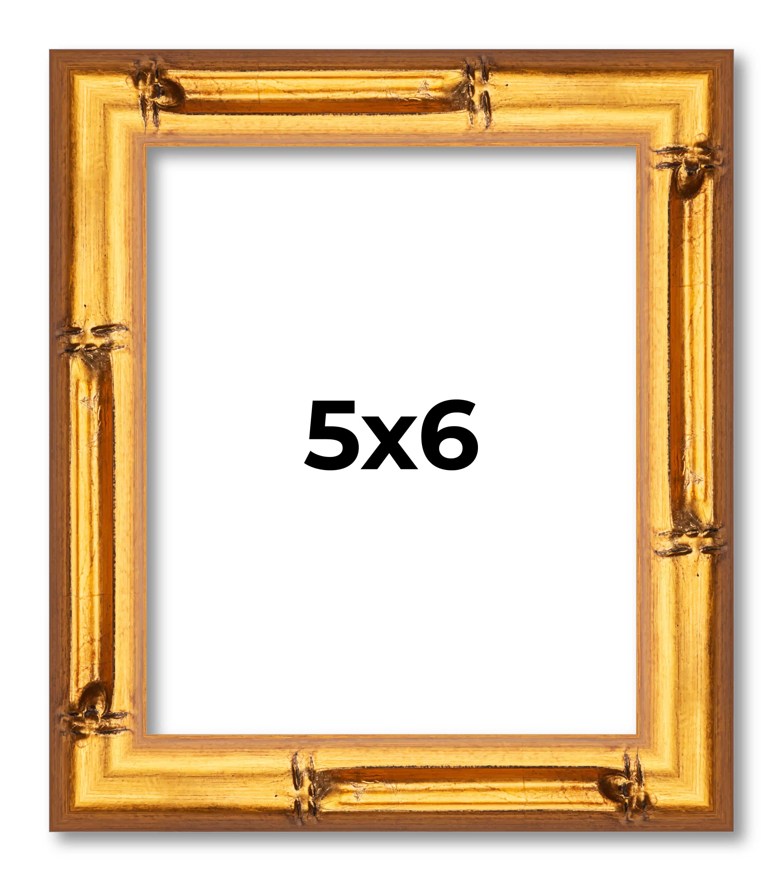 5x6 Frame Gold Bamboo Solid Wood Picture Frame | 0.75 Inch Moulding ...