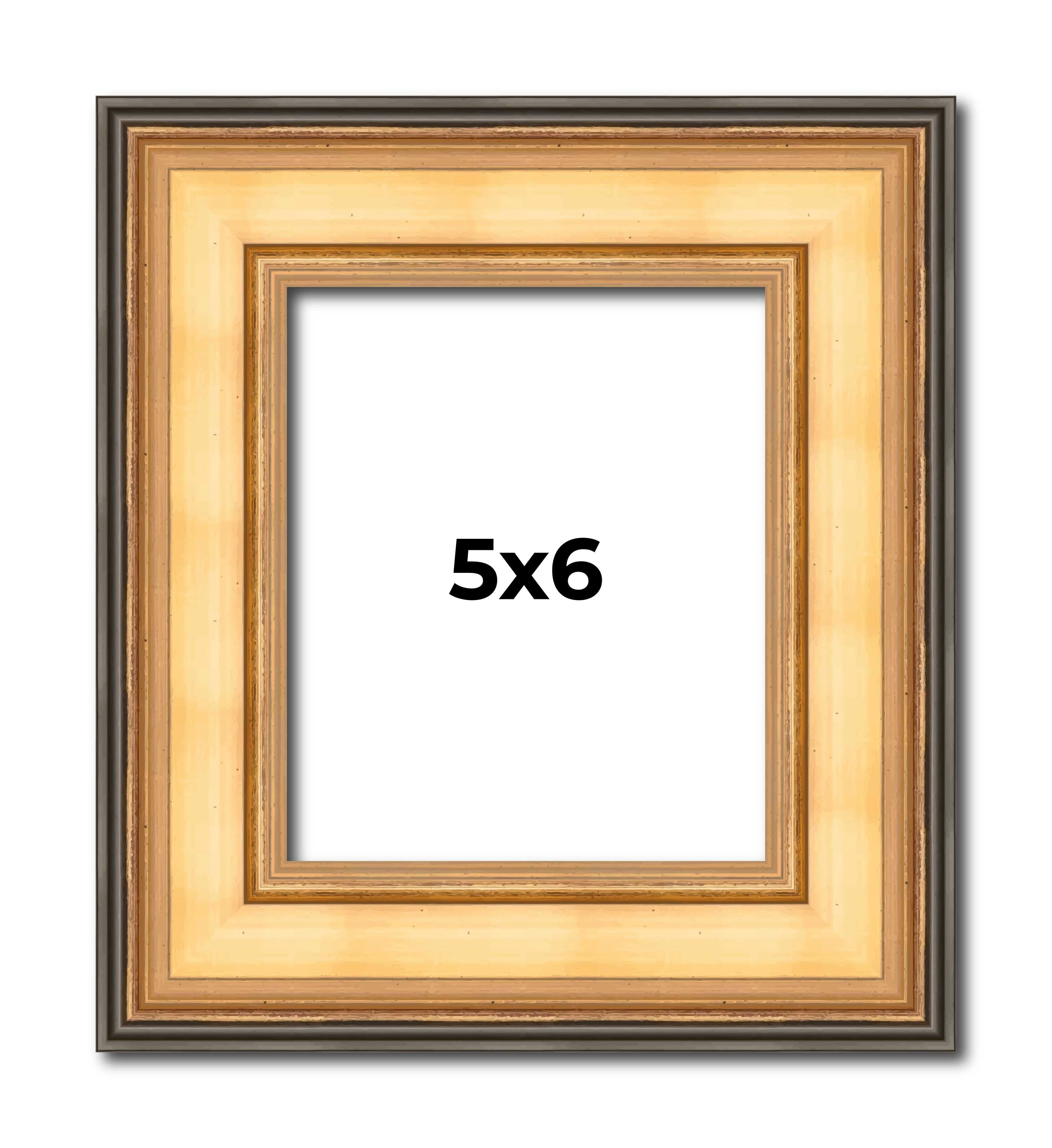 5x6 Frame Gold Plein Aire Solid Wood Picture Frame Width 2 Inches ...