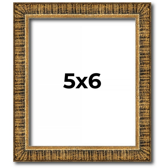 5x6 Frame Gold Solid Wood Picture Frame - Complete Modern Photo Frame Includes UV Acrylic