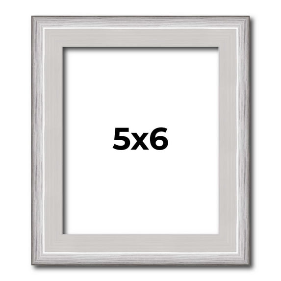 5x6 Frame Silver Inner Slope Bevel Picture Frame | 1 Inch Moulding Width | 0.75 Inch Rabbet Depth |