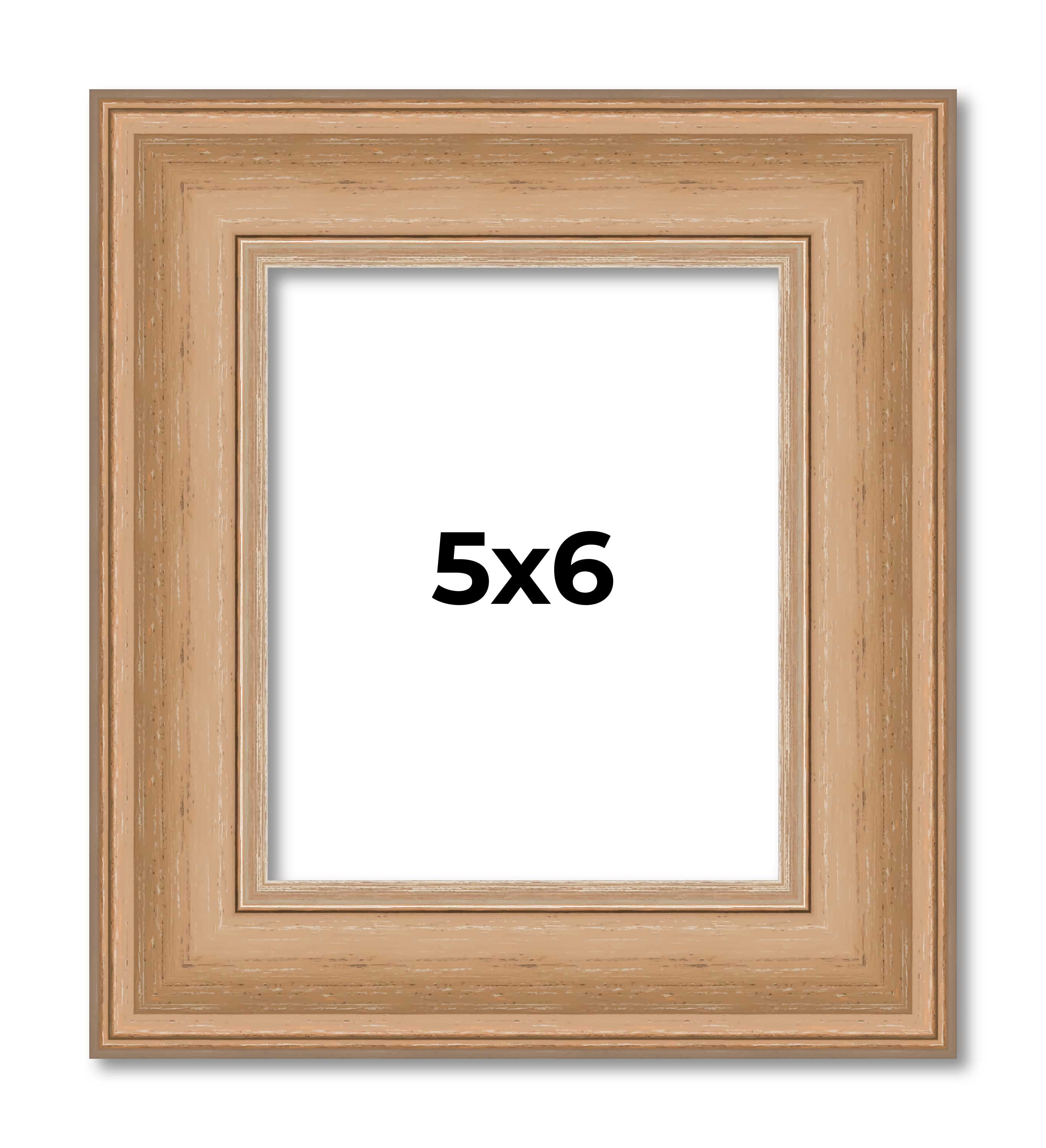 5x6 IN Frame Charleston Honey Brown Solid Wood Picture Frame Width 1.75 ...