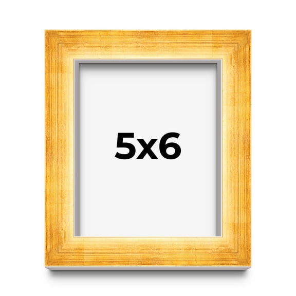 5x6 IN Shadow Box Frame Gold | 1.625 Inches Deep Real Wood Traditional Shadowbox Display Frame | UV