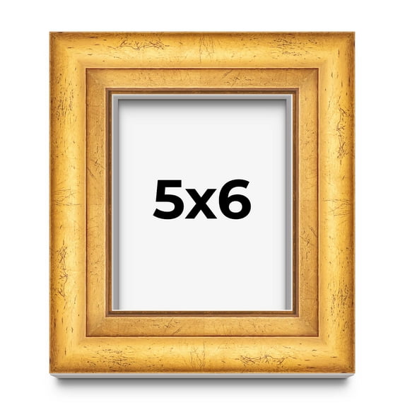 5x6 IN Shadow Box Frame Gold | 1.75 Inches Deep Real Wood Traditional Shadowbox Display Frame | UV