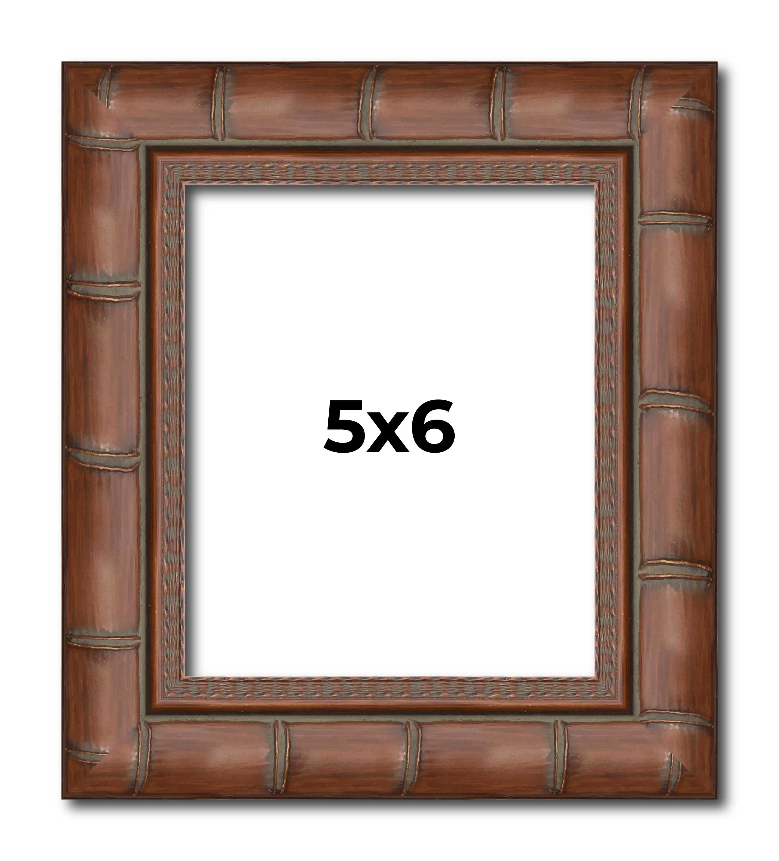 5x6 In Dark Brown Bamboo Real Wood Picture Frame Width 1.5 inches ...