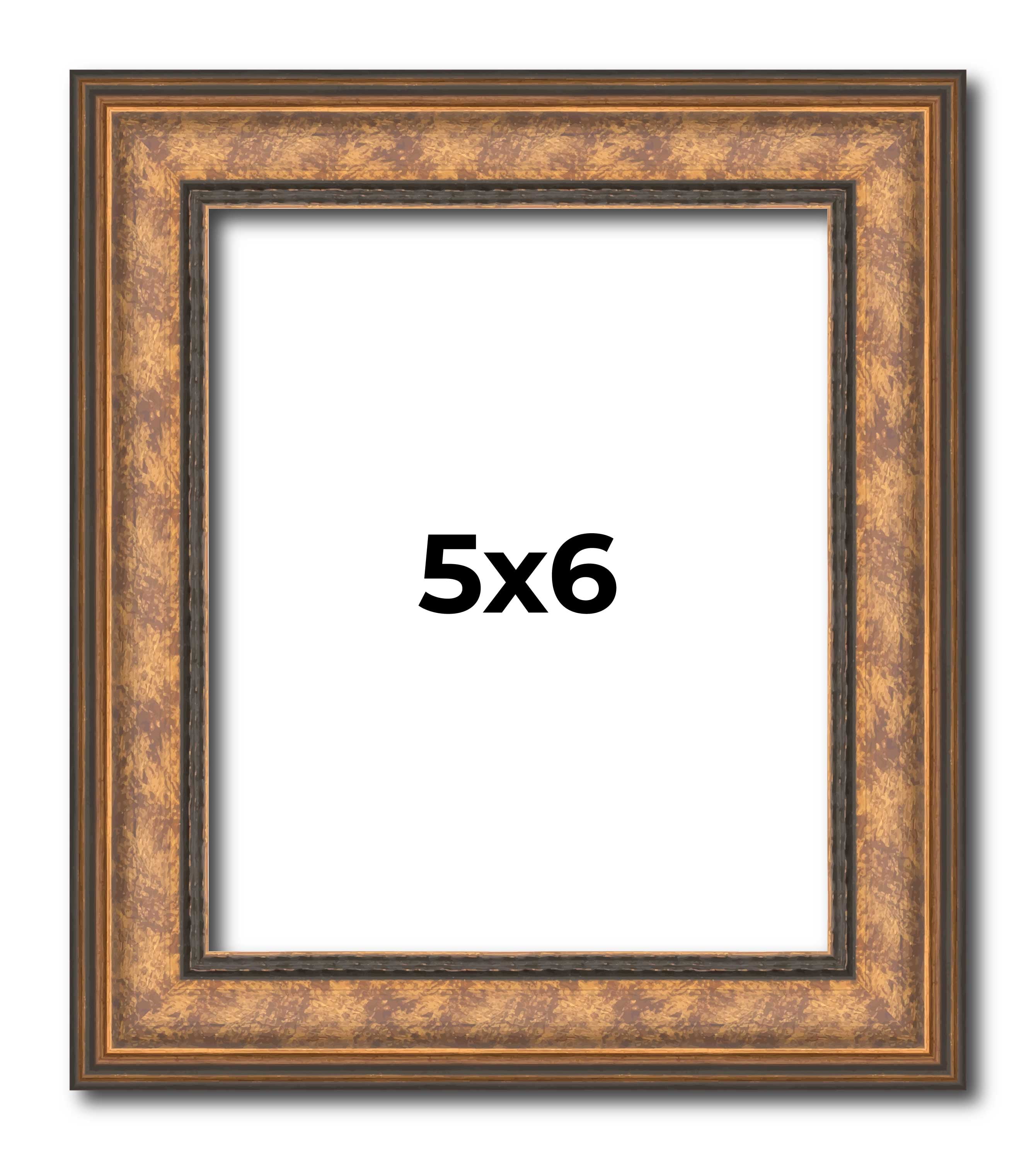 5x6 In Frame Gold Real Wood Picture Frame Width 1.25 inches | Interior ...