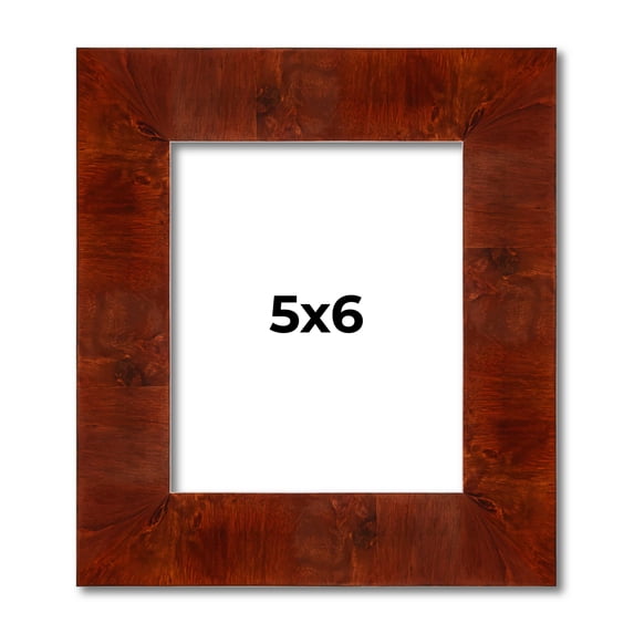 5x6 In Walnut Brown Veneer Real Wood Picture Frame Width 1.75 inches | Interior Frame Depth 0.5