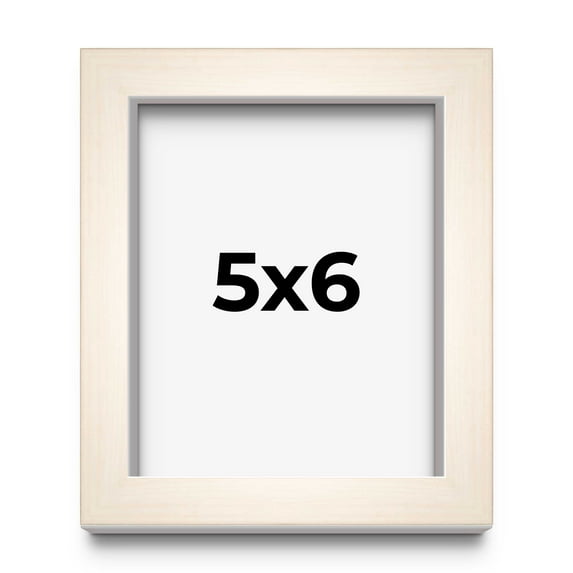 5x6 Inches Frame White Wash Solid Wood Picture Frame | 0.75 Inch Moulding Width | Includes UV