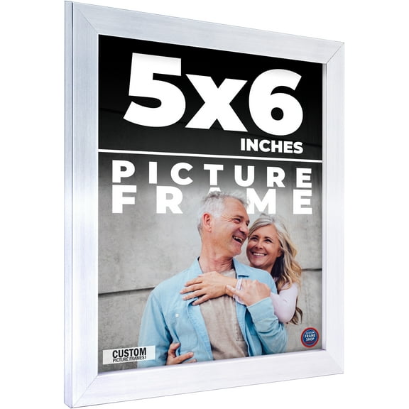 5x6 Silver Wood Picture Frame - UV Acrylic, Foam Board Backing, Hanging Hardware