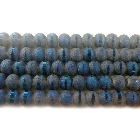 5x6mm 100 Beads Blue Frosted Glass Rondelles With Ab Stripe Style D Genuine Gemstone Natural Jewelry Making