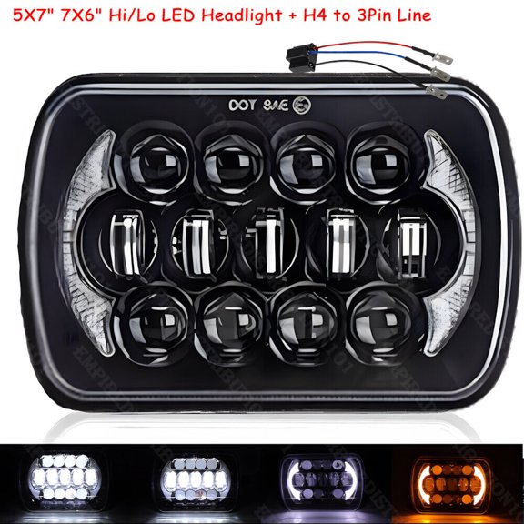 5x7" 7x6 LED Headlight Hi/Lo DRL Beam for Ford E-100 E-150 E-250 E-350 Econoline