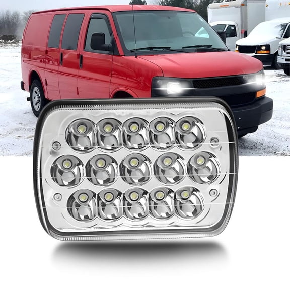 5x7" 7x6" LED Headlight Rectangular Light for Chevy Express Cargo Van 1500 2500 3500 Truck