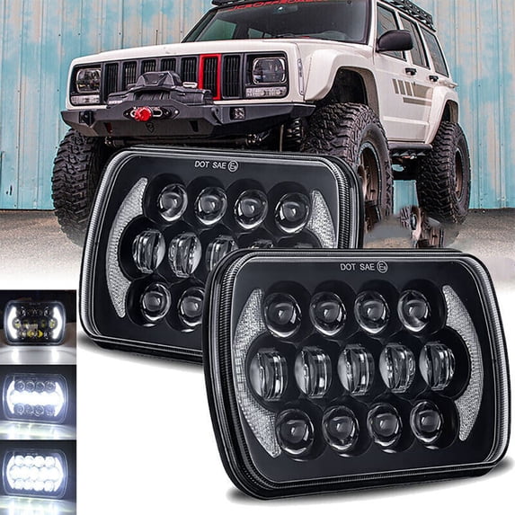 5x7" 7x6" LED Headlights For Jeep 1986-95 Wrangler YJ 1984-2001 Cherokee XJ