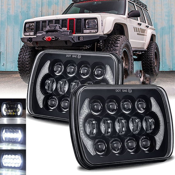5x7" 7x6" LED Headlights For Jeep 1986-95 Wrangler YJ 1984-2001 Cherokee XJ