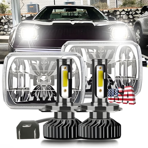 5x7" 7x6" LED Headlights Projector Hi-Lo Beam H4 For Chevy Corvette C4 1984-1996