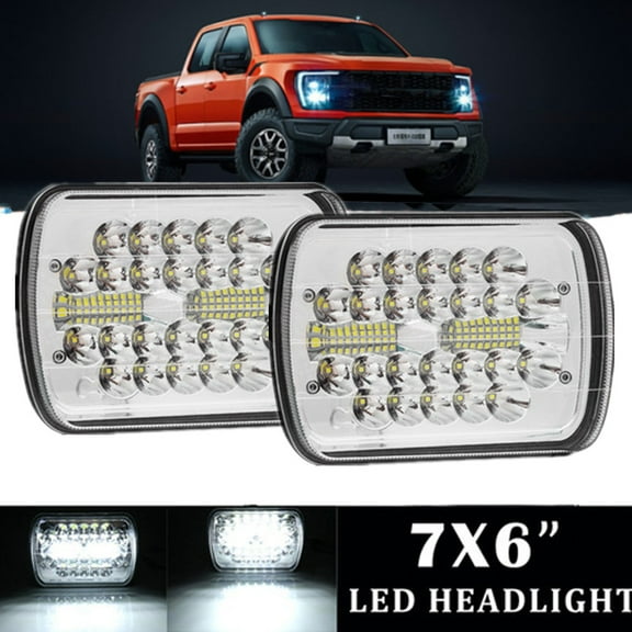2PCS 5x7" 7x6 inch LED Headlights H4 Projector High/Low Beam Fit For Chevy K10 K20 C10 C20