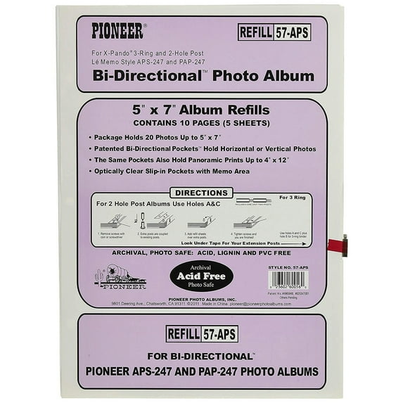 5x7 ABS Genuine Refill pages for Pioneer BI-DIRECTIONAL album - 5x7