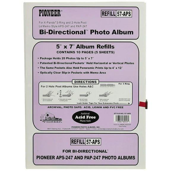 5x7 ABS Genuine Refill pages for Pioneer BI-DIRECTIONAL album - 5x7