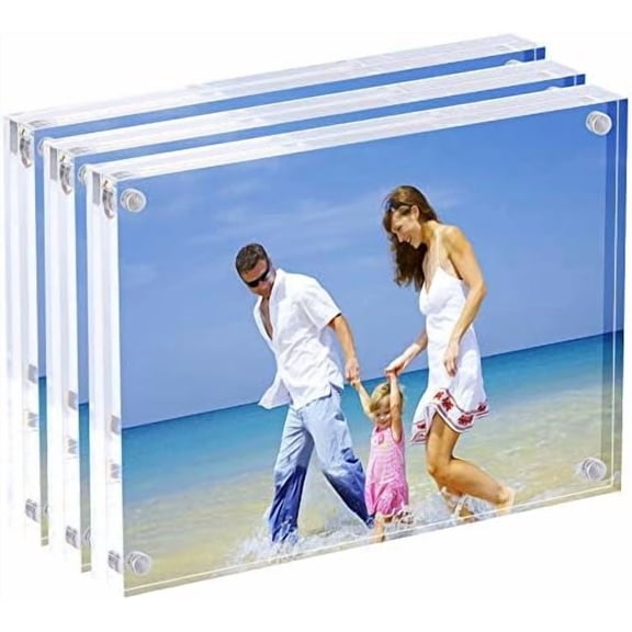 5x7 Acrylic Photo Frame, Transparent Magnetic Picture Frames, 10 + 10MM Thickness Stand in Desk or Table, Clear (3 Pack)$$Home Decor, Kitchen, & Other