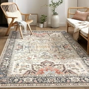Toyoso 5x7 Area Rug Big Carpet for Living Room Bedroom Home Decor Washable Oriental Vintage Floral Distressed Rugs Large Indoor Carpets with Non Slip Back for Dining Room Office Floor -Multi