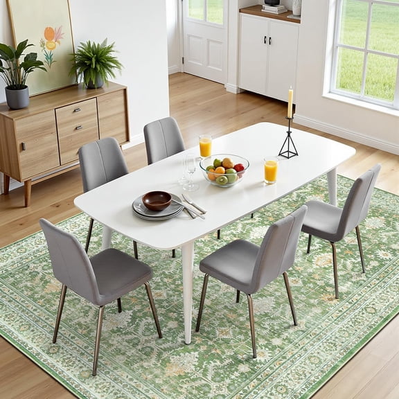 5x7 Area Rug for Living Room, Light Green Washable Area Rugs with Non-Slip Backing, Soft Boho Carpets for Bedroom Dining Room Home Office Indoor Nursery