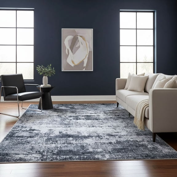 5x7 Area Rug Living Room Rug: Washable Modern Abstract Soft Thin Rug Indoor Floor No Slip Stain Resistant Carpet for Bedroom Dining Room Farmhouse Nursery Home Office - Black