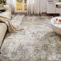 5x7 Area Rug Living Room Rugs - Washable Neutral Modern Abstract Soft Thin Large Rug Indoor Floor No Slip Rug Carpet for Bedroom Under Dining Table Home Office Decor - Brown Grey