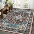 thumbnail image 1 of 5x7 Area Rug for Living Room Vintage Washable Rug Soft Medallion Floral Rug Indoor Non Slip Throw Carpet for Living Room Bedroom Boho Non-Shedding Carpet for Home Office Nursery Dorm Brown, 1 of 7