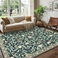 thumbnail image 1 of 5x7 Area Rug for Living Room Washable Botanical Print Bedroom Carpet Low Pile Ultra Thin Throw Cute Kids Nursery Rug Stain Resistant Indoor Rugs for Dining Room Entryway Office, Dark blue, 1 of 9
