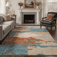 thumbnail image 1 of 5x7 Area Rug Machine Washable Non Slip Low Pile Lightweight Print Pattern for Living Room Bedroom, Abstract Landscape, Dusty Blue, 1 of 6