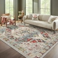 thumbnail image 1 of 5x7 Area Rug for Living Room - Neutral Beige Floral Vintage Design - Pet Friendly - Boho Washable Rug for Bedroom, Dining Room, 1 of 6